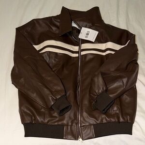 NWT Princess Polly Brown Faux Leather Bomber Jacket